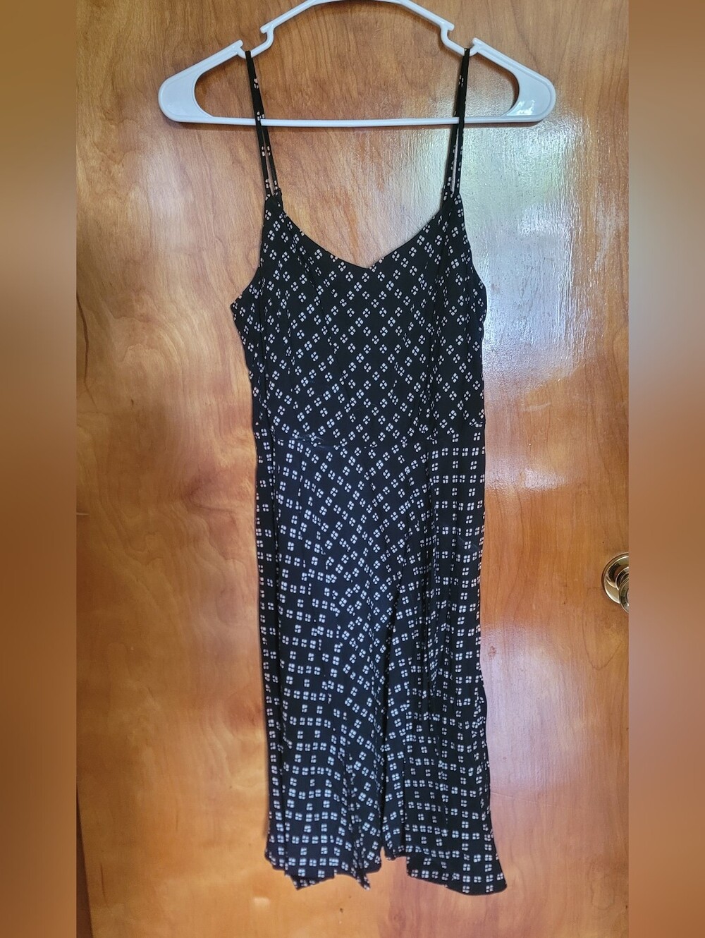 Old Navy Black Midi Dress with White Geometric Print